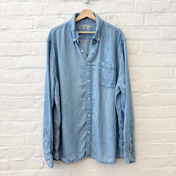 Faherty || Tried and True Button Down Shirt Vibtage indigo Chambray Blue XXL - Picture 1 of 6